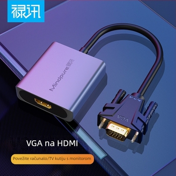 VGA na HDMI pretvarač, adapter, 1080p, čip Hongjing ms9288a, Windows 7/8/10/11/xp, modeli Ad031/Ad014, OEM dostupan