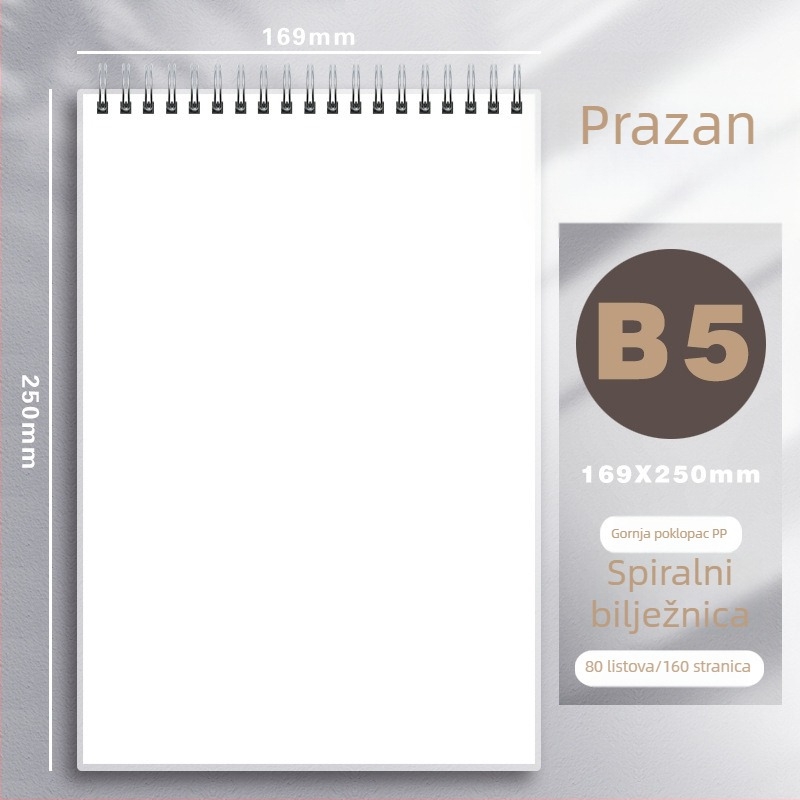 PP spiralni bilježnica, papir 80 g, 80 listova