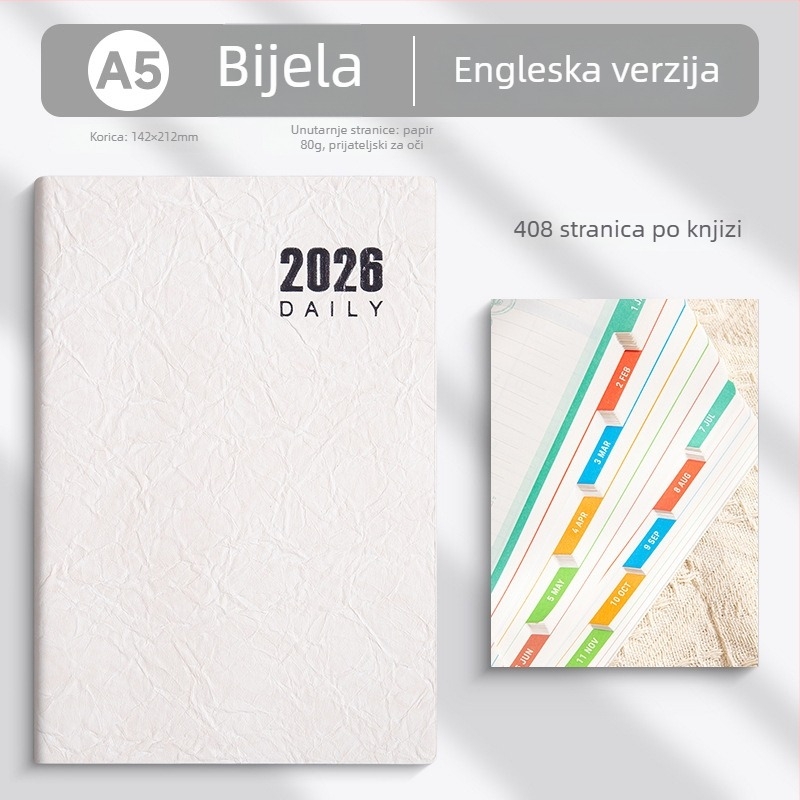 bilježnica LIMAI, ljepilo povezivanje, minimalistički stil (unutarnji papir dvostruko premazan, 80 g/m2, 300–400 stranica)