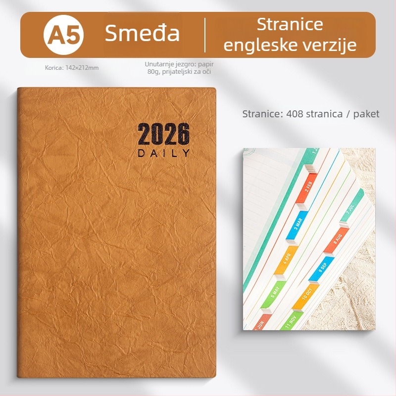 bilježnica LIMAI, ljepilo povezivanje, minimalistički stil (unutarnji papir dvostruko premazan, 80 g/m2, 300–400 stranica)