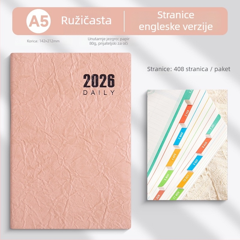 bilježnica LIMAI, ljepilo povezivanje, minimalistički stil (unutarnji papir dvostruko premazan, 80 g/m2, 300–400 stranica)