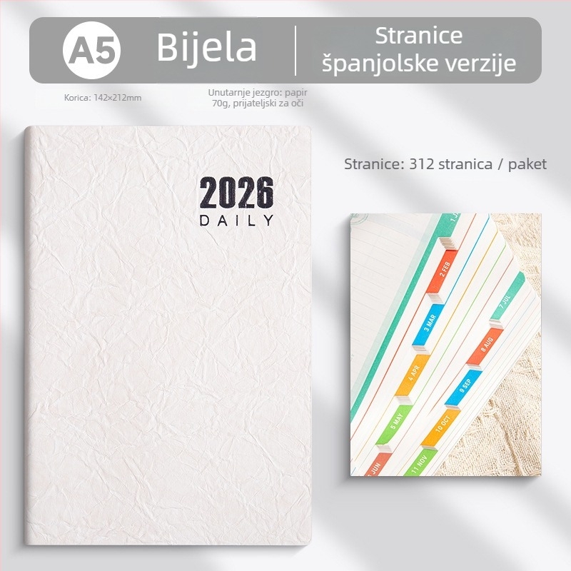 bilježnica LIMAI, ljepilo povezivanje, minimalistički stil (unutarnji papir dvostruko premazan, 80 g/m2, 300–400 stranica)