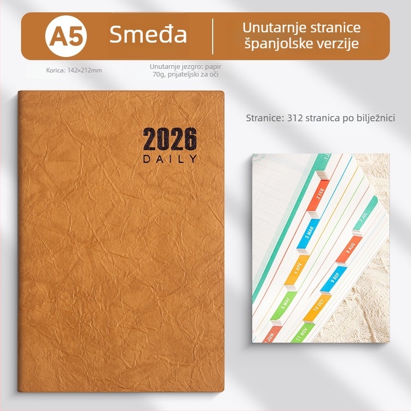 bilježnica LIMAI, ljepilo povezivanje, minimalistički stil (unutarnji papir dvostruko premazan, 80 g/m2, 300–400 stranica)
