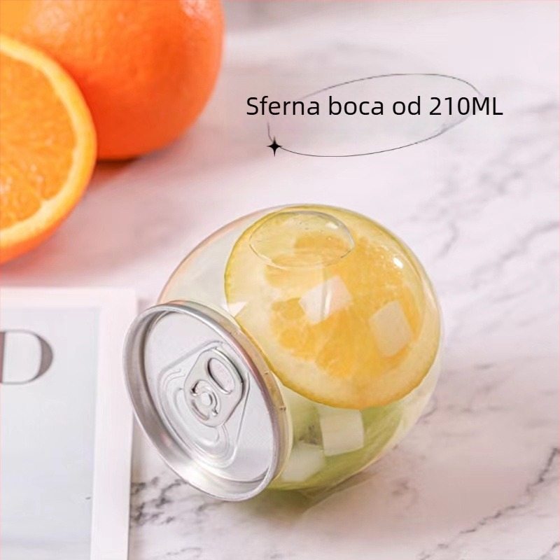 Jednokratna PET boca za piće s kapicom, 210 ml, sfernog oblika, sitotisk