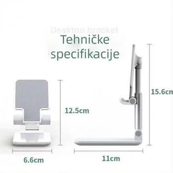 Stalak za telefon i tablet, sklopivi teleskopni stolni nosač za prijenos uživo (plastika, univerzalno)