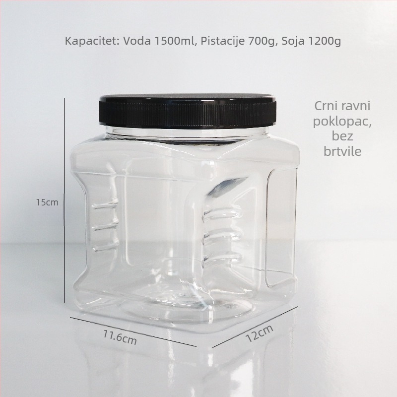 Ručna četvrtasta PET boca s ravnim poklopcem, brtvom od aluminijske folije i tiskanim logotipom