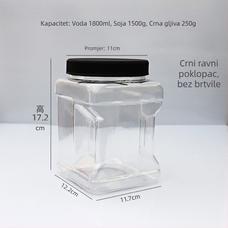 Ručna četvrtasta PET boca s ravnim poklopcem, brtvom od aluminijske folije i tiskanim logotipom