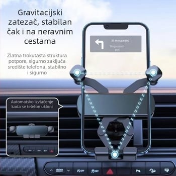 Univerzalni držač mobitela za navigaciju, gravitacijski nosač na ventilacijski otvor, prilagodljiv