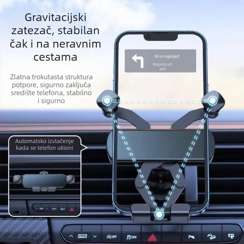 Univerzalni držač mobitela za navigaciju, gravitacijski nosač na ventilacijski otvor, prilagodljiv