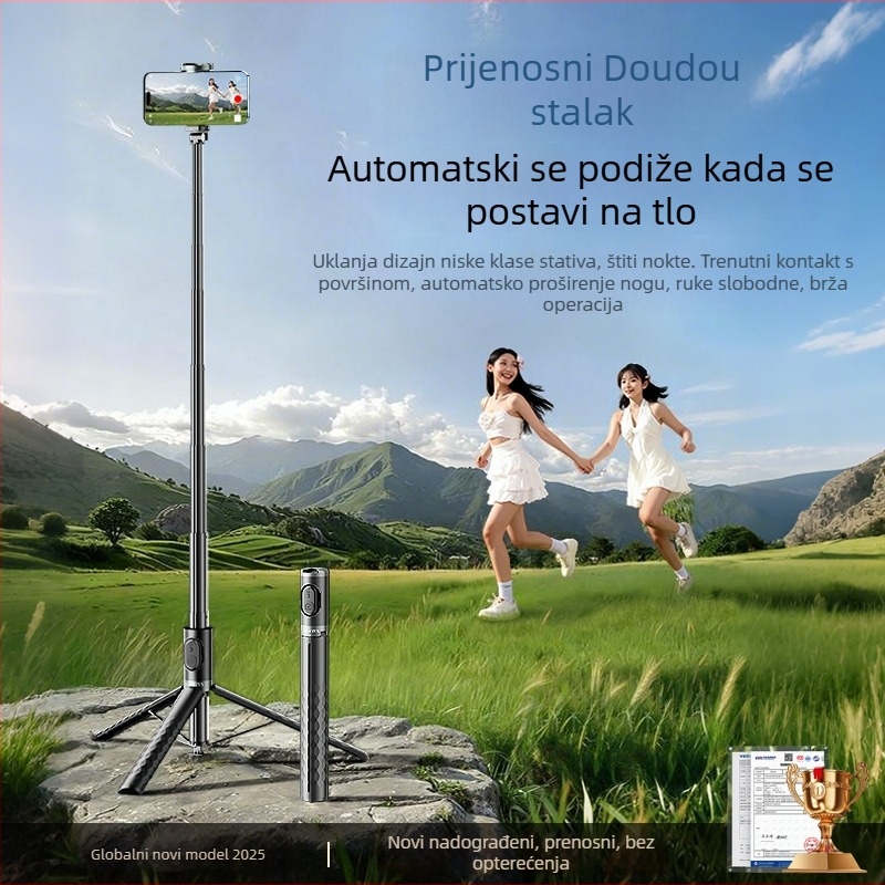 Selfie štapić s tripodom, aluminijsko tijelo, daljinski upravljač, Bluetooth, IBIS, univerzalna kompatibilnost