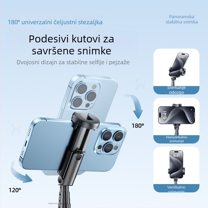 Selfie štapić s tripodom, aluminijsko tijelo, daljinski upravljač, Bluetooth, IBIS, univerzalna kompatibilnost