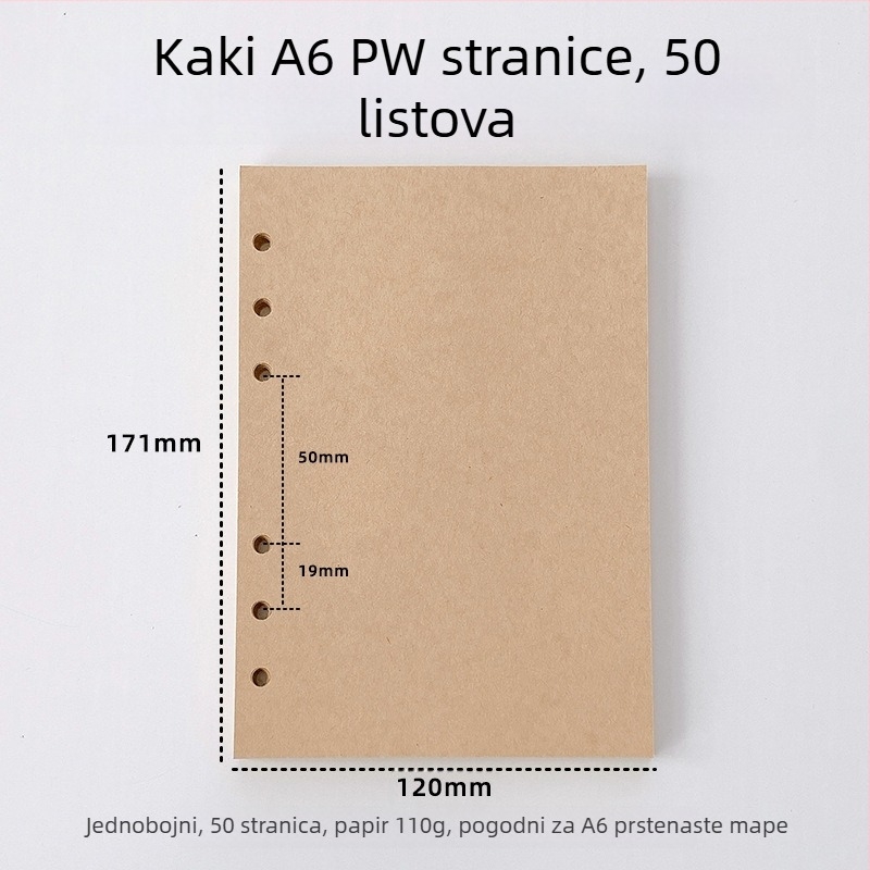 Refil za bilježnicu s praznim unutarnjim stranicama, papir