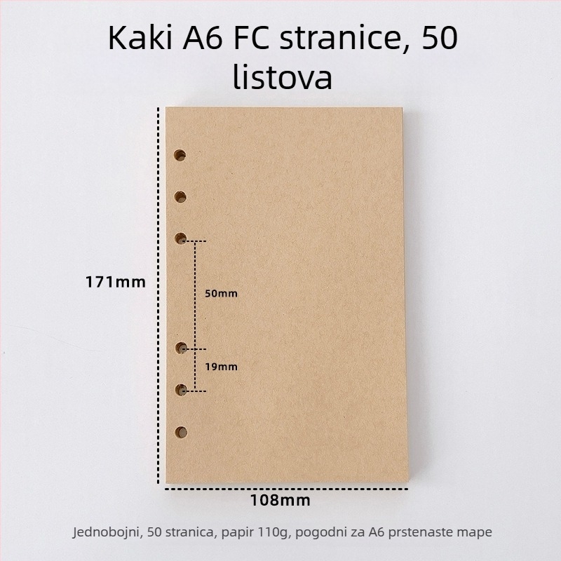 Refil za bilježnicu s praznim unutarnjim stranicama, papir
