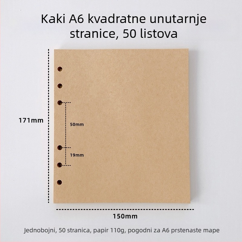 Refil za bilježnicu s praznim unutarnjim stranicama, papir