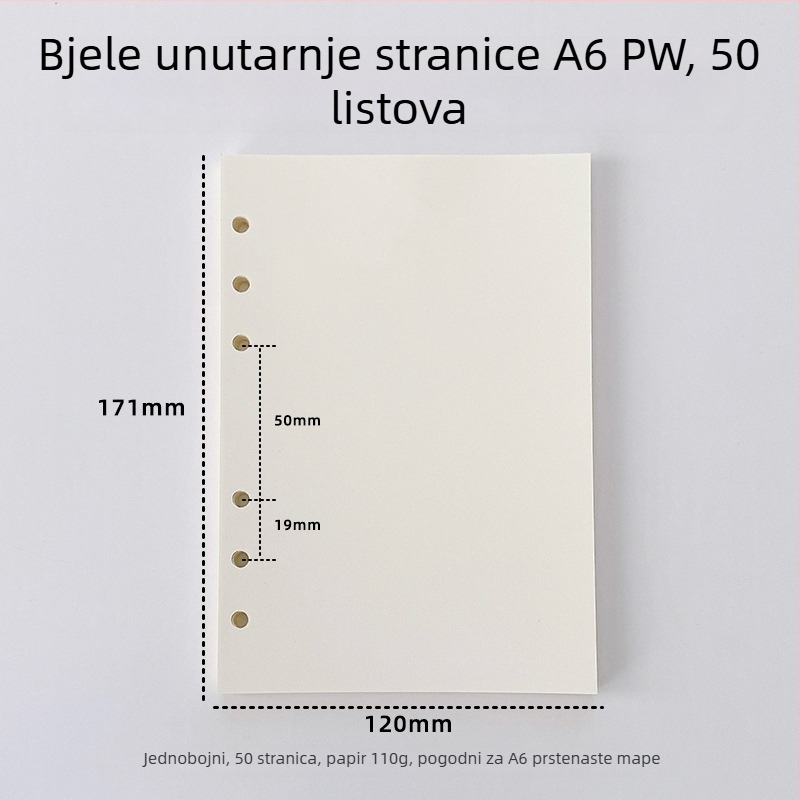 Refil za bilježnicu s praznim unutarnjim stranicama, papir