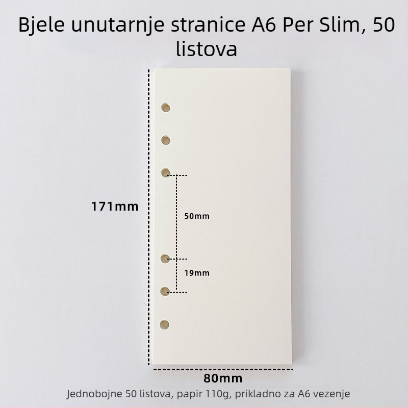 Refil za bilježnicu s praznim unutarnjim stranicama, papir