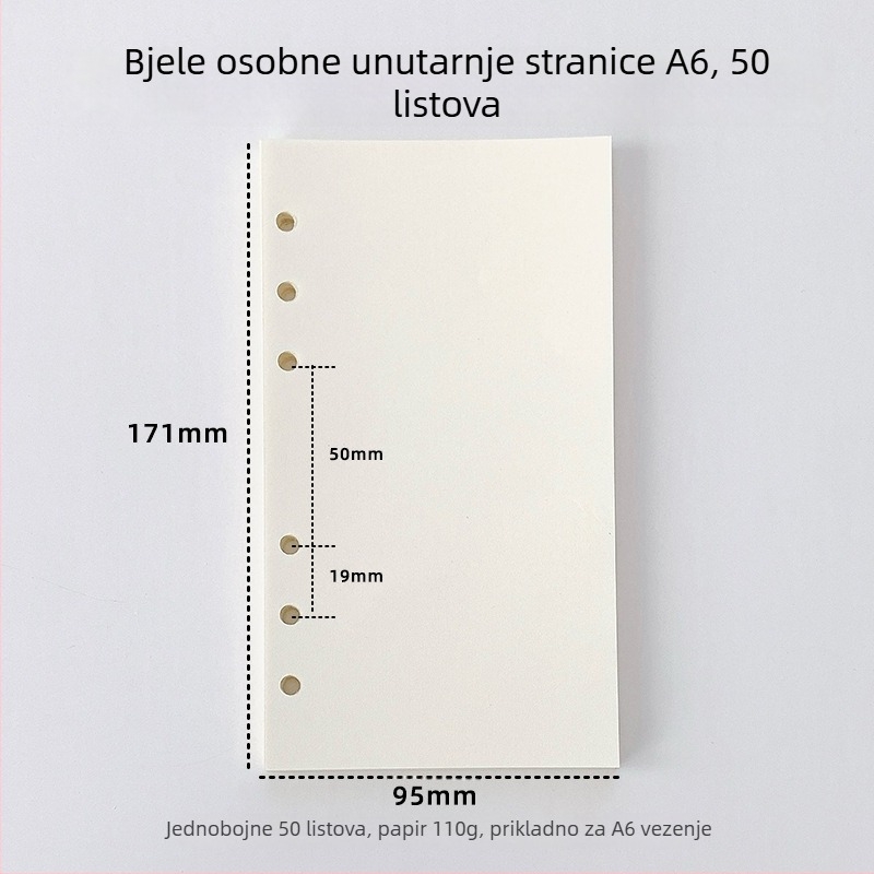 Refil za bilježnicu s praznim unutarnjim stranicama, papir