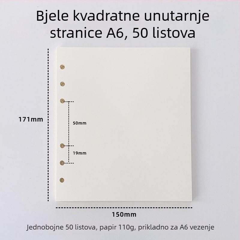 Refil za bilježnicu s praznim unutarnjim stranicama, papir