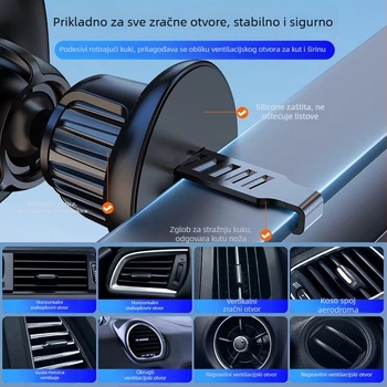 Držač za telefon u automobilu od aluminijske legure s gravitacijskim držačem za ventilaciju i navigaciju s velikim zaslonom