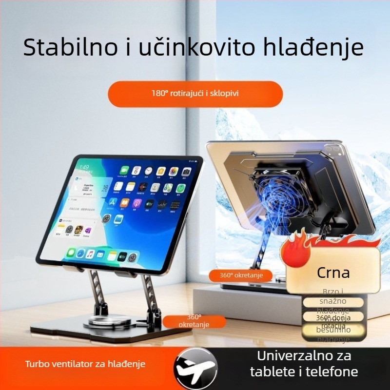 Stolni držač za telefon i tablet s odvajanjem topline, 360° rotacija, sklopiv