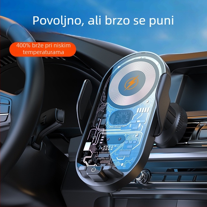 Auto držač za telefon s bežičnim brzom punjenjem i pametnim senzorom, pričvršćivanje na izlaz zraka, 66W
