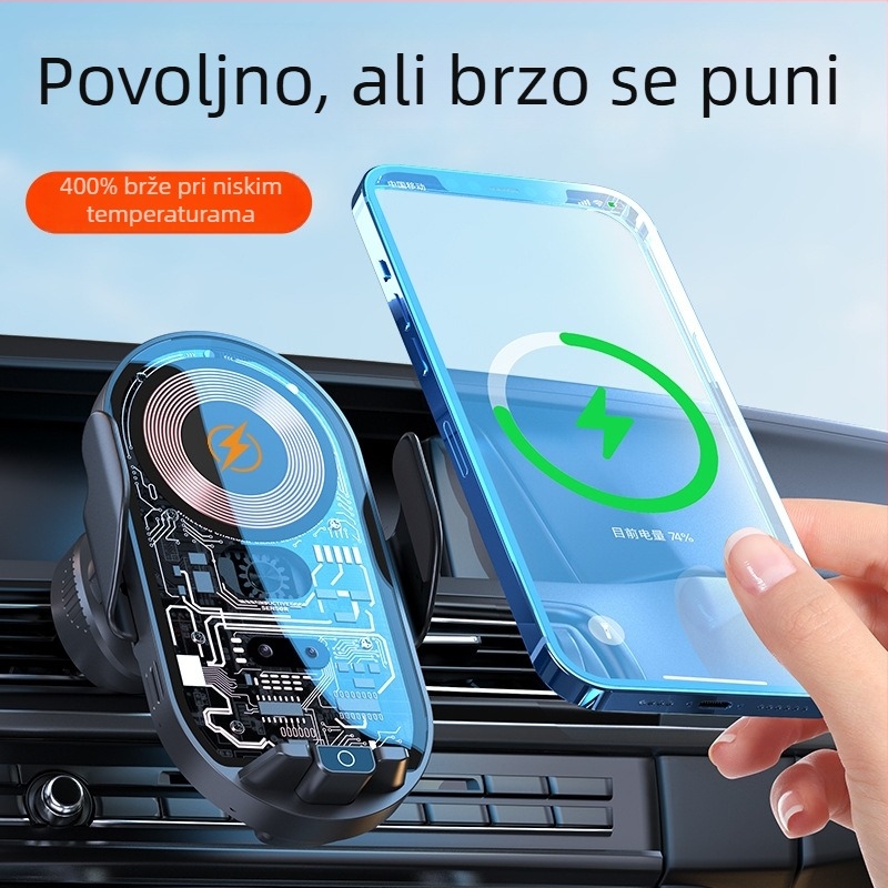 Auto držač za telefon s bežičnim brzom punjenjem i pametnim senzorom, pričvršćivanje na izlaz zraka, 66W