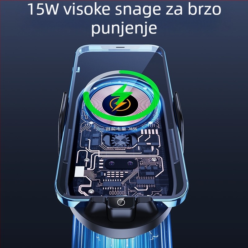 Auto držač za telefon s bežičnim brzom punjenjem i pametnim senzorom, pričvršćivanje na izlaz zraka, 66W