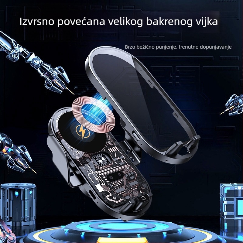 Auto držač za telefon s bežičnim brzom punjenjem i pametnim senzorom, pričvršćivanje na izlaz zraka, 66W