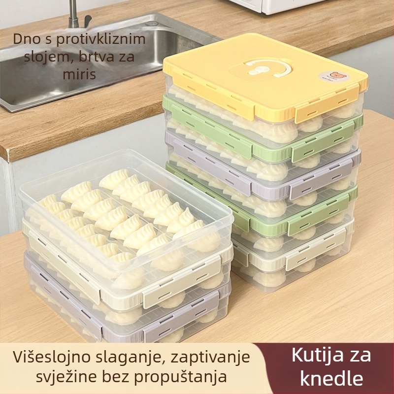 Kutija za knedle, plastična, prehrambene klase, zatvara, čuva svježinu, sprječava lijepenje, kompatibilna s zamrzivačem, Worthbuy