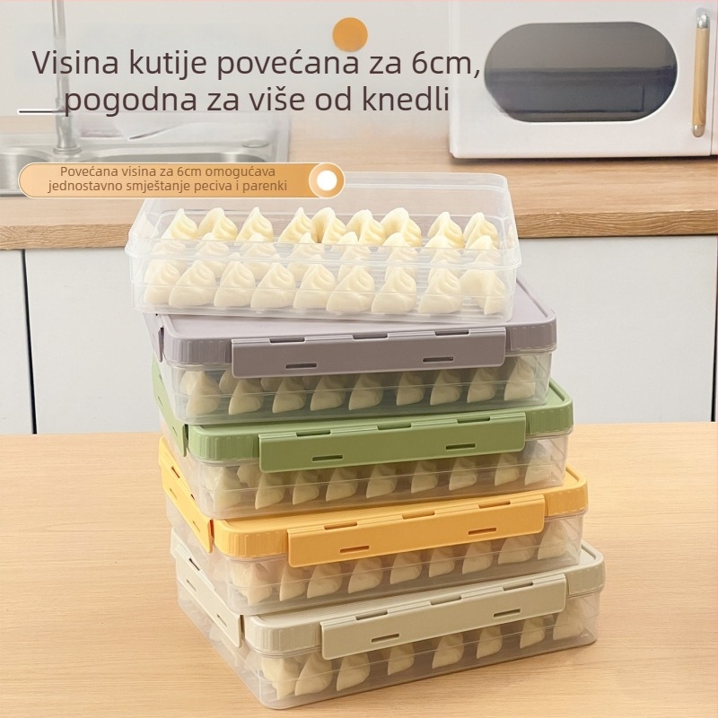 Kutija za knedle, plastična, prehrambene klase, zatvara, čuva svježinu, sprječava lijepenje, kompatibilna s zamrzivačem, Worthbuy
