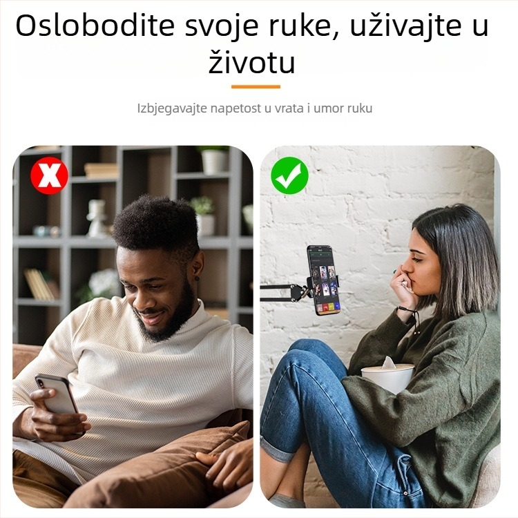 Držač za tablet i telefon s rotirajućim teleskopskim cantileverom, sklapan metalni stalak, čvrsto pričvršćivanje stegom, protiv vibracija