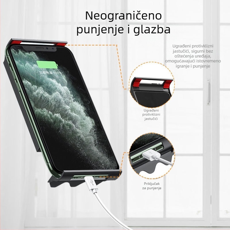 Držač za tablet i telefon s rotirajućim teleskopskim cantileverom, sklapan metalni stalak, čvrsto pričvršćivanje stegom, protiv vibracija