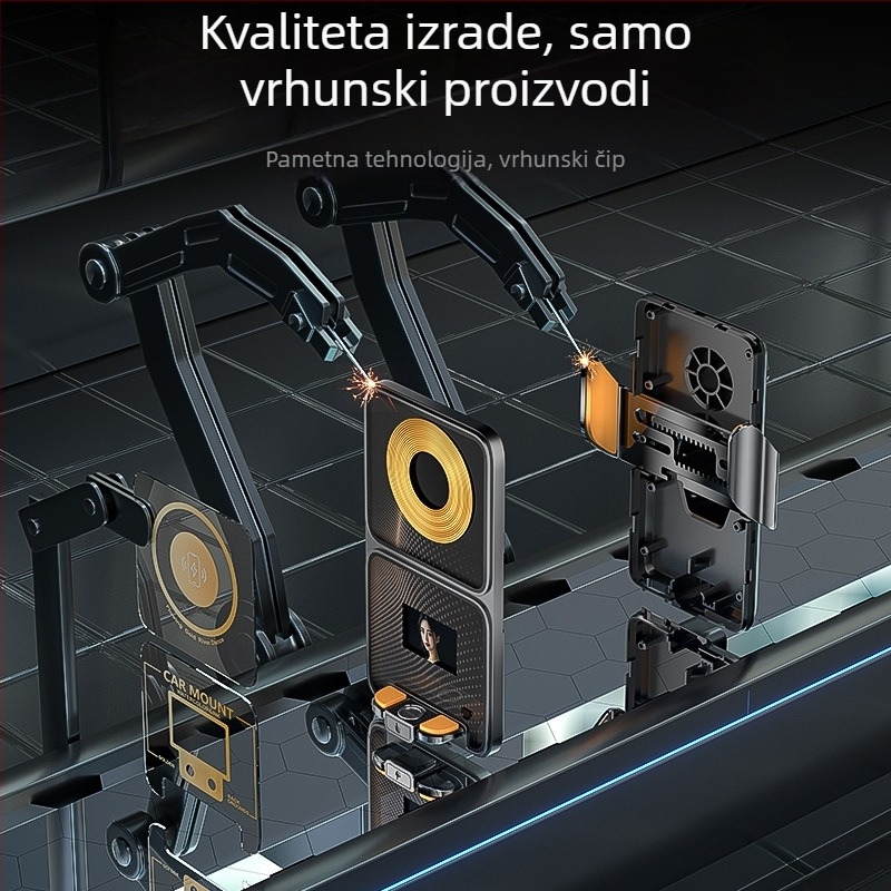 Držač za telefon u automobilu s 15W bežičnim brzim punjenjem, DIY prilagodba, univerzalni nosač na ventilaciju automobila, Snap-on ugradnja
