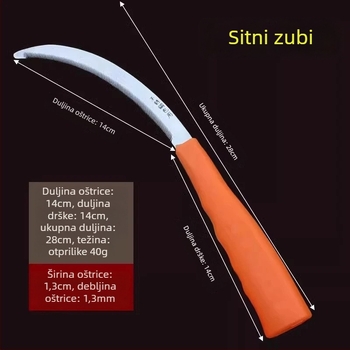 Poljoprivredna kosa s nazubljenom oštricom, finozubim