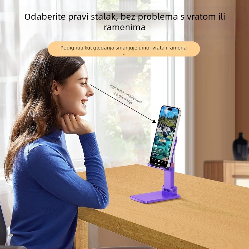 Stalak za stolni telefon i tablet – višenamjenski, podesivi, sklopivi, ultra stabilan, materijal: ABS + metal + silikon