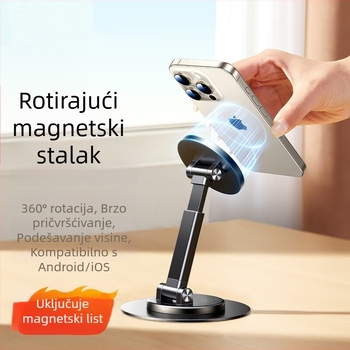 Magnetski stolni držač za telefon s 360° rotacijom, kompatibilan s MagSafe tabletima, izrađen od aluminijske legure
