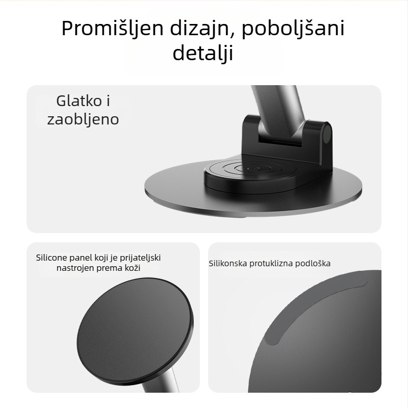 Magnetski stolni držač za telefon s 360° rotacijom, kompatibilan s MagSafe tabletima, izrađen od aluminijske legure