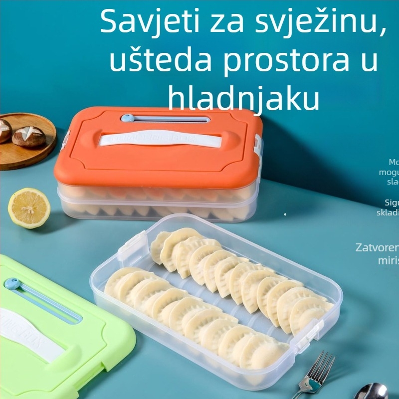 Plastična kutija za knedle za zamrzavanje s višeslojnom posudom, Godsend, crtani stil