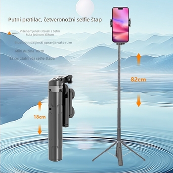 Selfie štap tripod – mini, proširivi četveronožni stalak, Bluetooth daljinski upravljač, legura JC-31