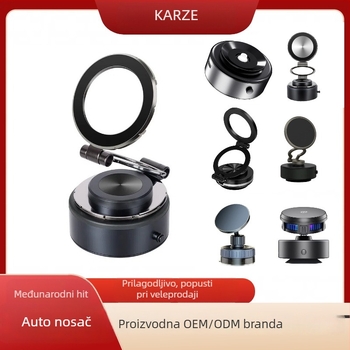 Držač za telefon u automobilu s 360° rotacijom, nosač na ploču s usisnom čašom, magnetsko učvršćivanje, univerzalna kompatibilnost, prilagodljiv dizajn