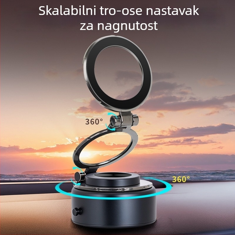 Držač za telefon u automobilu s 360° rotacijom, nosač na ploču s usisnom čašom, magnetsko učvršćivanje, univerzalna kompatibilnost, prilagodljiv dizajn