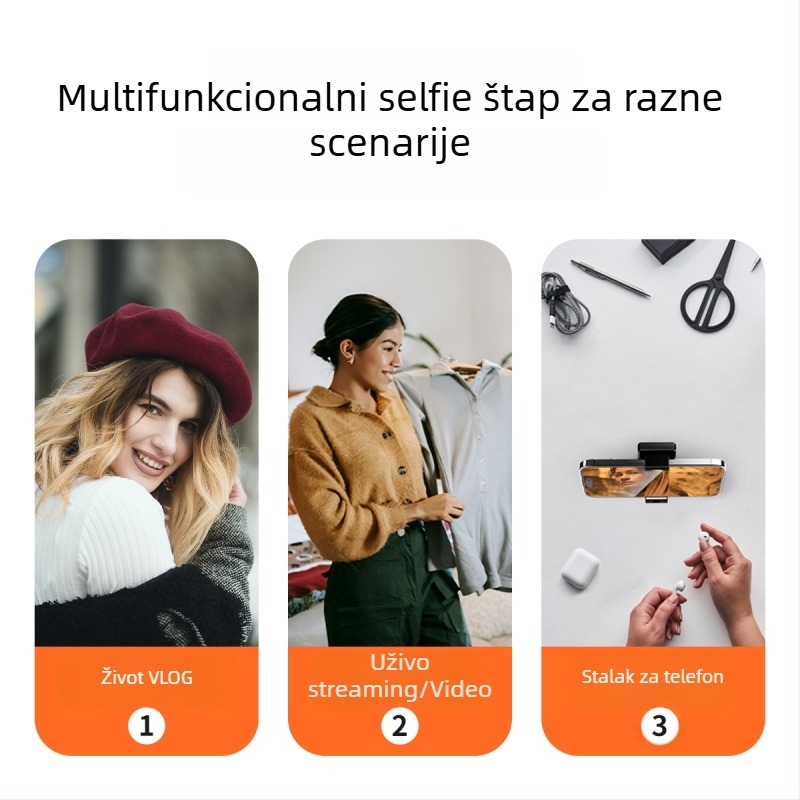 Stalak za stolni telefon s Bluetoothom za livestream, s mogućnošću odvajanja, univerzalan; materijal ABS+ aluminijska legura; daljinski upravljač; protiv podrhtavanja; osvjetljenje