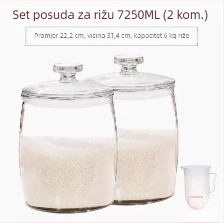 Staklena posuda za skladištenje žitarica i suhog voća, kružnog oblika s hermetičnim poklopcem