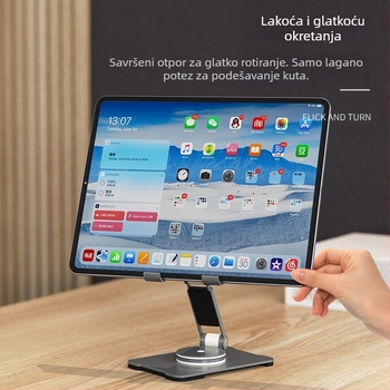 Stolni držač za telefone i tablete – rotirajući, prilagodljiv, sklopiv, s dvije osi, prenosiv