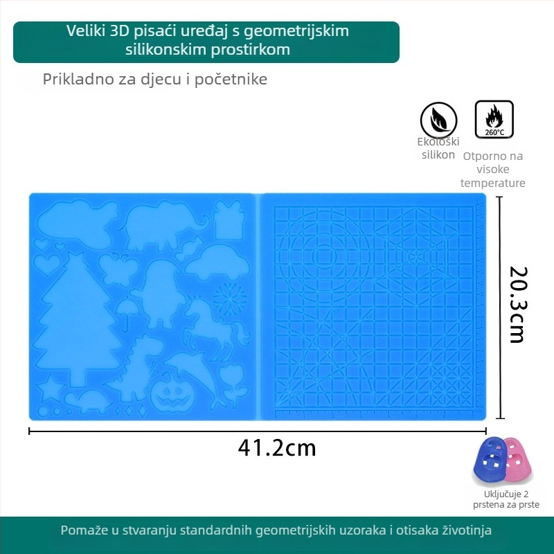 Mu Zi Silikonska Pravokutna 3D Podloga S Mjerenjem Za Djecu – DIY Podloga Za Crtanje