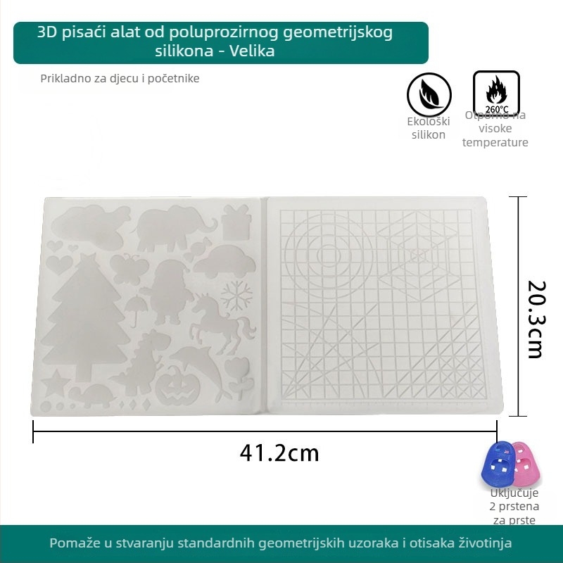Mu Zi Silikonska Pravokutna 3D Podloga S Mjerenjem Za Djecu – DIY Podloga Za Crtanje