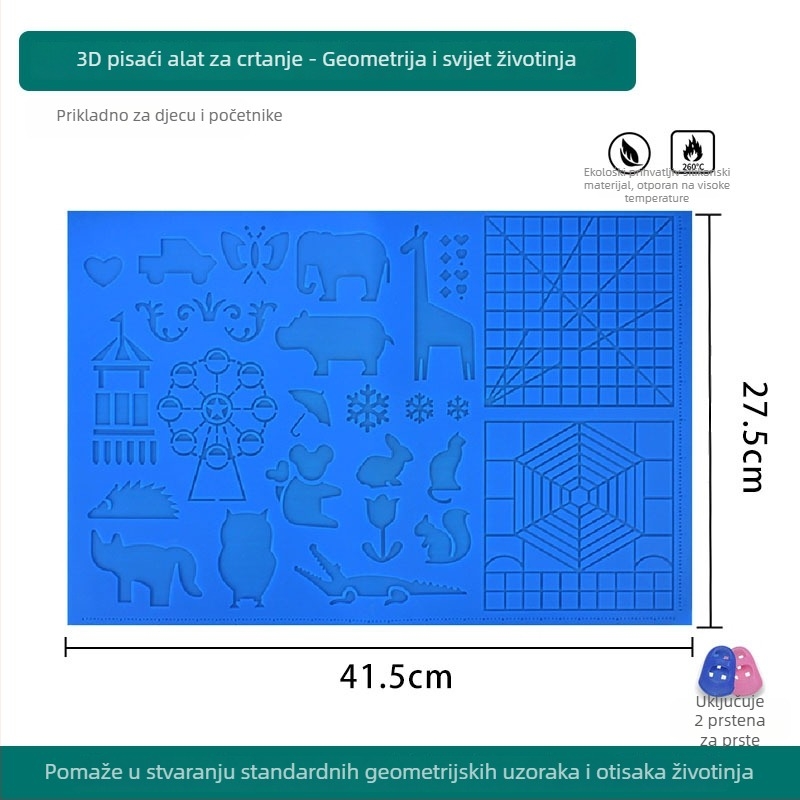 Mu Zi Silikonska Pravokutna 3D Podloga S Mjerenjem Za Djecu – DIY Podloga Za Crtanje