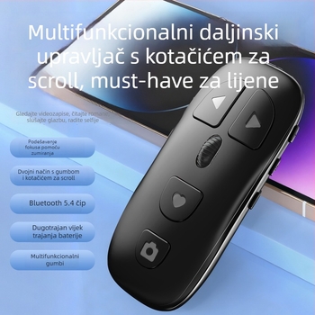 Pulley Bluetooth daljinsko upravljanje za mobitel – jedan klik za fotografiranje, lajkanje i pomicanje stranica – Type-C, 300mAh, domet 10 m