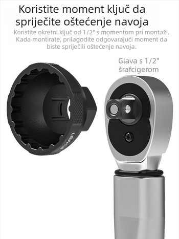 Alat za demontažu i ugradnju donje osovine Shimano BB90, s integriranom ugradbenom utičnicom (aluminijska legura)