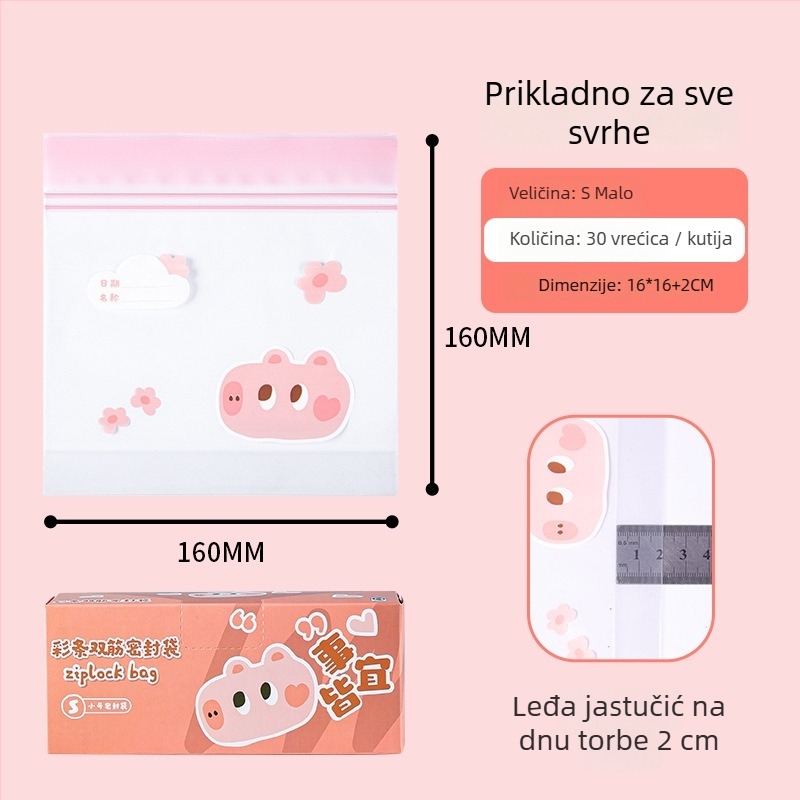 Vrećica za hranu s dvostrukim rebrima, samouzavareno, za hladnjak, zgušnjena